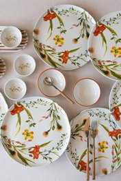 Hermia Juego de Desayuno de Porcelana de 14 Piezas Multicolor